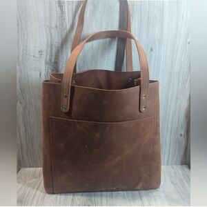 GREAT BROWN Crazy Horse Leather Tote Bag Purse